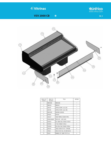 Pièces détachées INFRICO VSV-2000-CB Annee 2010 