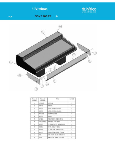 Pièces détachées INFRICO VSV-2500-CB Annee 2010 
