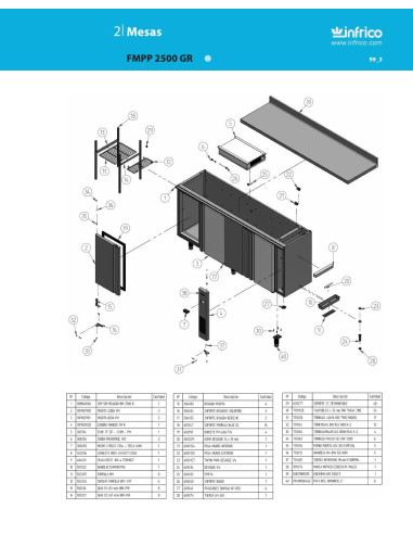 Pièces détachées INFRICO FMPP-2500-GR Annee 2010 