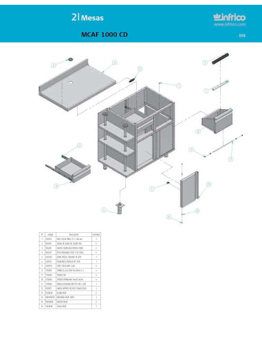 Pièces détachées INFRICO MCAF-1000-CD Annee 2007 