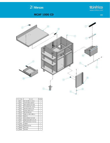 Pièces détachées INFRICO MCAF-1000-CD Annee 2011 