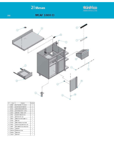 Pièces détachées INFRICO MCAF-1000-CI Annee 2007 