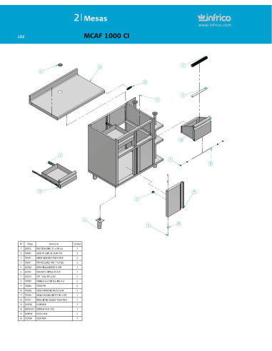 Pièces détachées INFRICO MCAF-1000-CI Annee 2011 