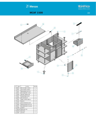 Pièces détachées INFRICO MCAF-1500 Annee 2011 