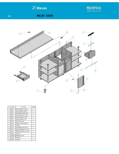 Pièces détachées INFRICO MCAF-2000 Annee 2011 