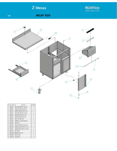 Pièces détachées INFRICO MCAF-820 Annee 2011 