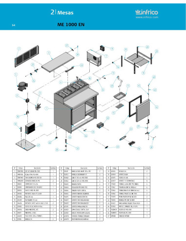 Pièces détachées INFRICO ME-1000-EN Annee 2011 