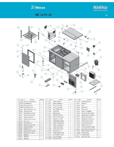 Pièces détachées INFRICO ME-1470-2P Annee 2007 