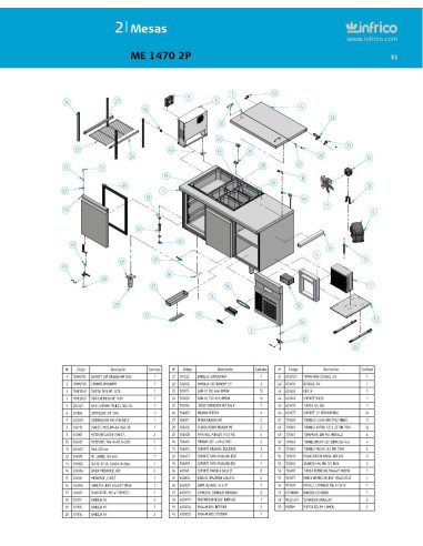 Pièces détachées INFRICO ME-1470-2P Annee 2011 