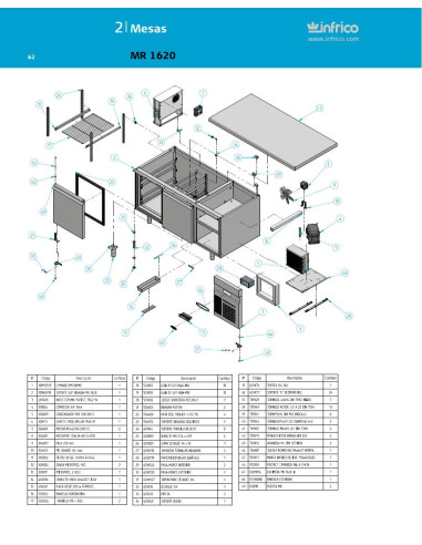Pièces détachées INFRICO MR-1620 Annee 2011 
