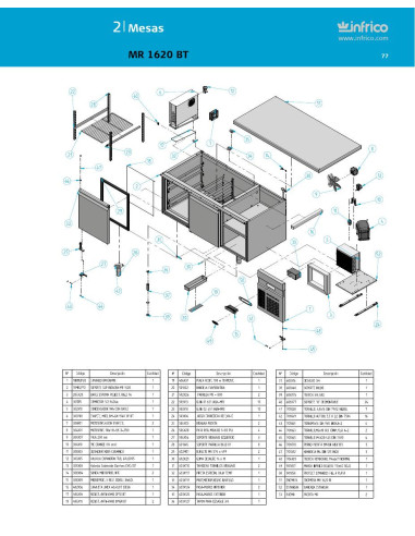 Pièces détachées INFRICO MR-1620-BT Annee 2011 