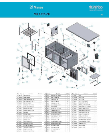 Pièces détachées INFRICO MR-1620-CR Annee 2007 
