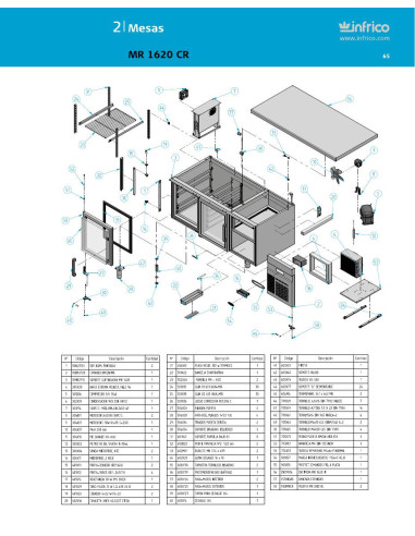 Pièces détachées INFRICO MR-1620-CR Annee 2011 