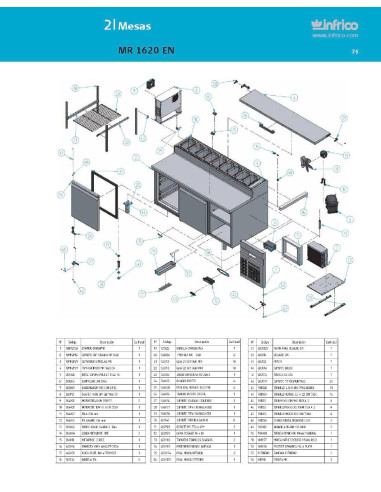 Pièces détachées INFRICO MR-1620-EN Annee 2007 