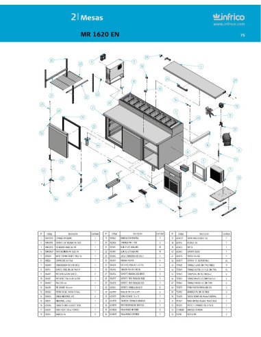 Pièces détachées INFRICO MR-1620-EN Annee 2011 
