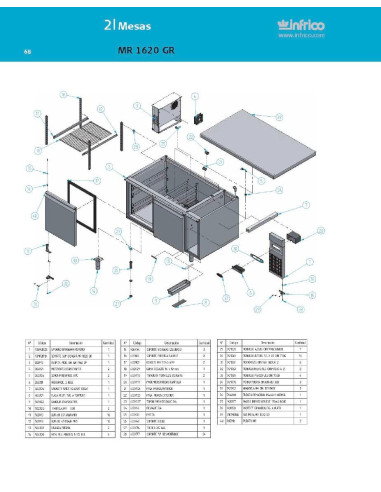 Pièces détachées INFRICO MR-1620-GR Annee 2007 