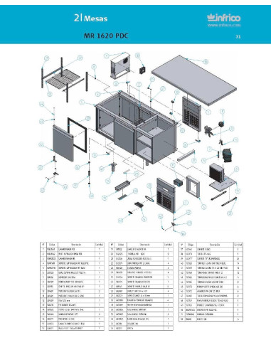 Pièces détachées INFRICO MR-1620-PDC Annee 2007 