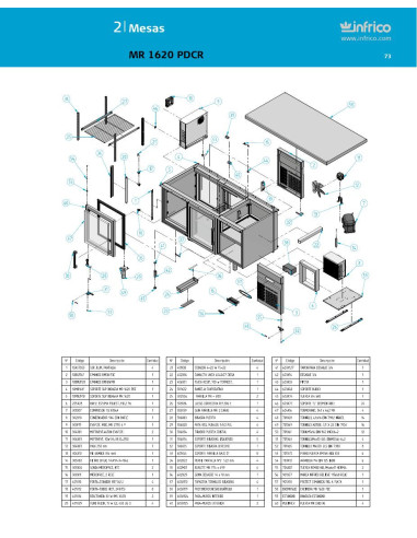 Pièces détachées INFRICO MR-1620-PDCR Annee 2011 