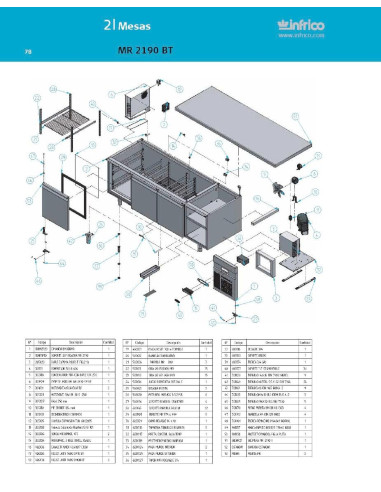 Pièces détachées INFRICO MR-2190-BT Annee 2007 