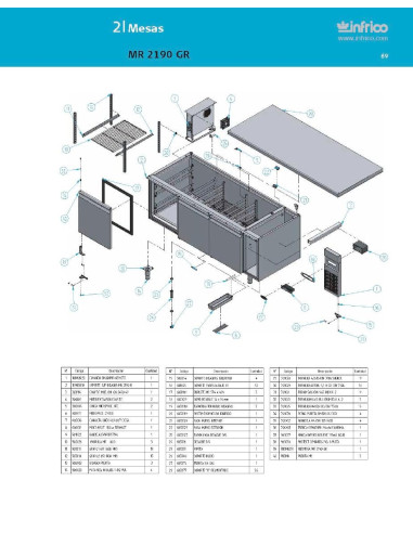 Pièces détachées INFRICO MR-2190-GR Annee 2007 