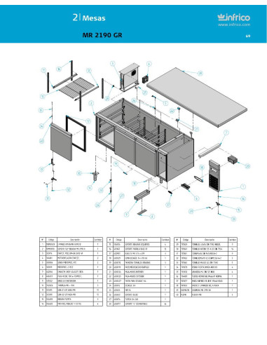 Pièces détachées INFRICO MR-2190-GR Annee 2011 
