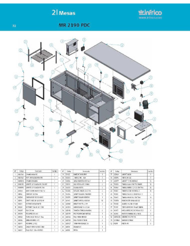 Pièces détachées INFRICO MR-2190-PDC Annee 2007 