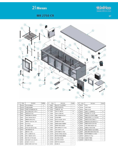 Pièces détachées INFRICO MR-2750-CR Annee 2007 