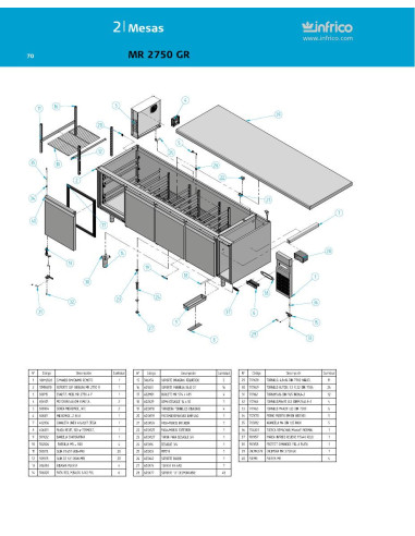 Pièces détachées INFRICO MR-2750-GR Annee 2011 