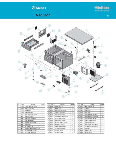 Pièces détachées INFRICO MSG-1000 Annee 2007 