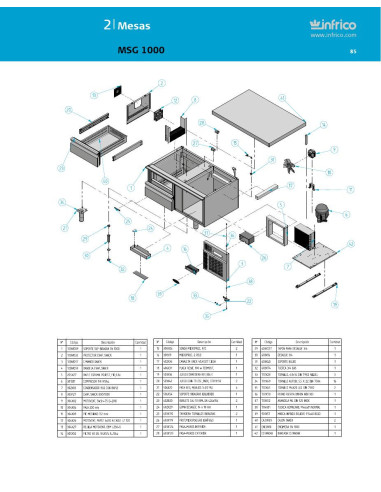 Pièces détachées INFRICO MSG-1000 Annee 2011 