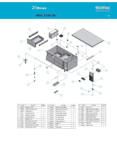 Pièces détachées INFRICO MSG-1200-GR Annee 2007 