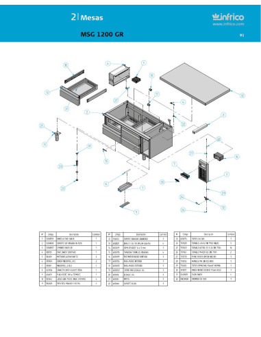 Pièces détachées INFRICO MSG-1200-GR Annee 2011 