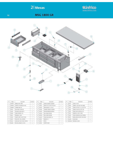 Pièces détachées INFRICO MSG-1800-GR Annee 2007 