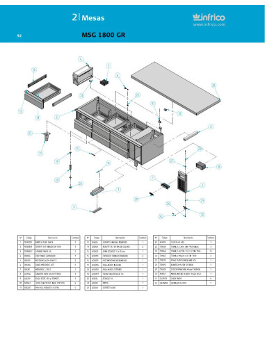 Pièces détachées INFRICO MSG-1800-GR Annee 2011 