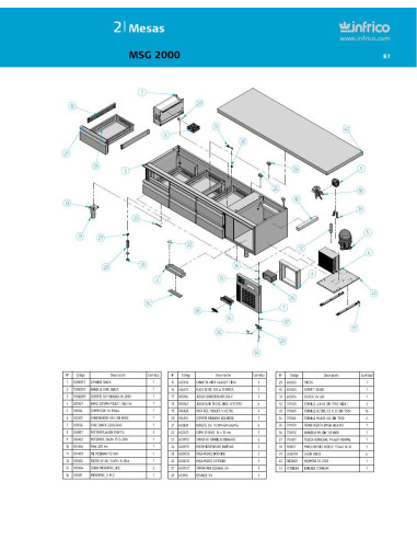 Pièces détachées INFRICO MSG-2000 Annee 2011 