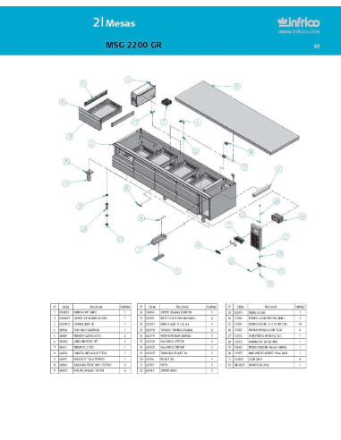 Pièces détachées INFRICO MSG-2200-GR Annee 2007 
