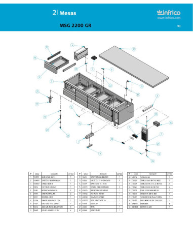 Pièces détachées INFRICO MSG-2200-GR Annee 2011 
