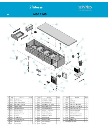Pièces détachées INFRICO MSG-2400 Annee 2011 