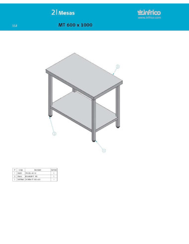 Pièces détachées INFRICO MT-600X1000 Annee 2007 