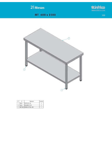 Pièces détachées INFRICO MT-600X1500 Annee 2007 