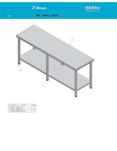 Pièces détachées INFRICO MT-600X2000 Annee 2007 