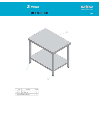 Pièces détachées INFRICO MT-700X1000 Annee 2007 