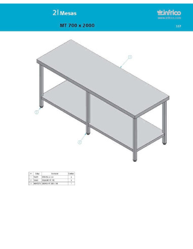 Pièces détachées INFRICO MT-700X2000 Annee 2007 