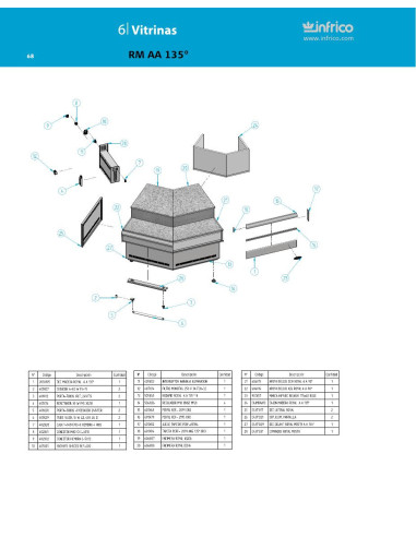 Pièces détachées INFRICO RM-AA-135 Annee 2011 