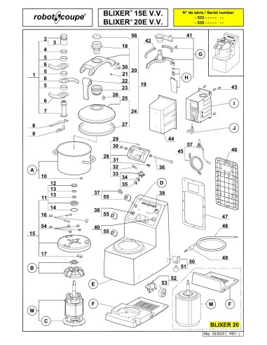 Pièces détachées pour Blixer Blixer 20 V.V. E - Robot Coupe 