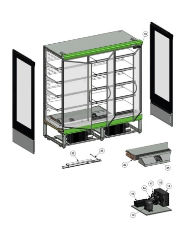 Vitrine réfrigérée pour supermarché à froid positif - référence EXTRA1450CD - Tefcold 