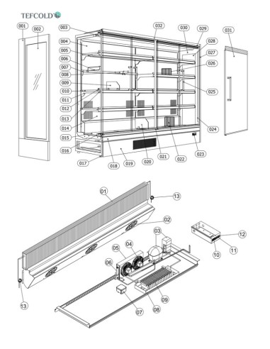 Vitrine réfrigérée pour supermarché à froid positif - référence Galaxy+ GP14FGD Black - Tefcold 