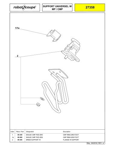 Pièces détachées pour Mixers plongeants SUPPORT UNIVERSEL W MP/CMP - Robot Coupe 