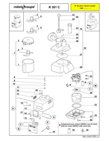 Pièces détachées pour Combinés R 301 C - Robot Coupe 