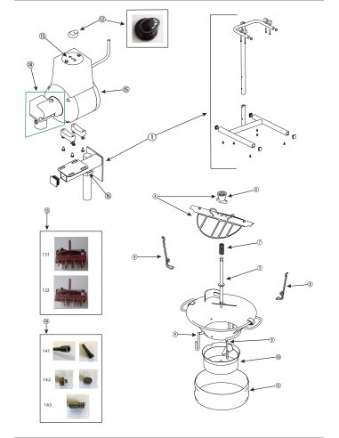 Pièces détachées pour Moulin électrique inox monophasé sans grille 